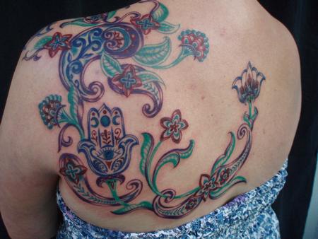 Tattoos - Color Flower Design Tattoo - 61944